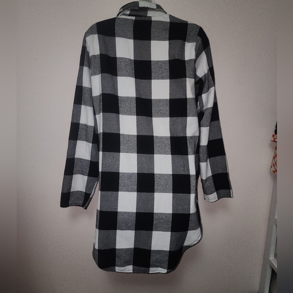SHEIN Black and White Plaid Flannel Shirt L - Picture 10 of 12
